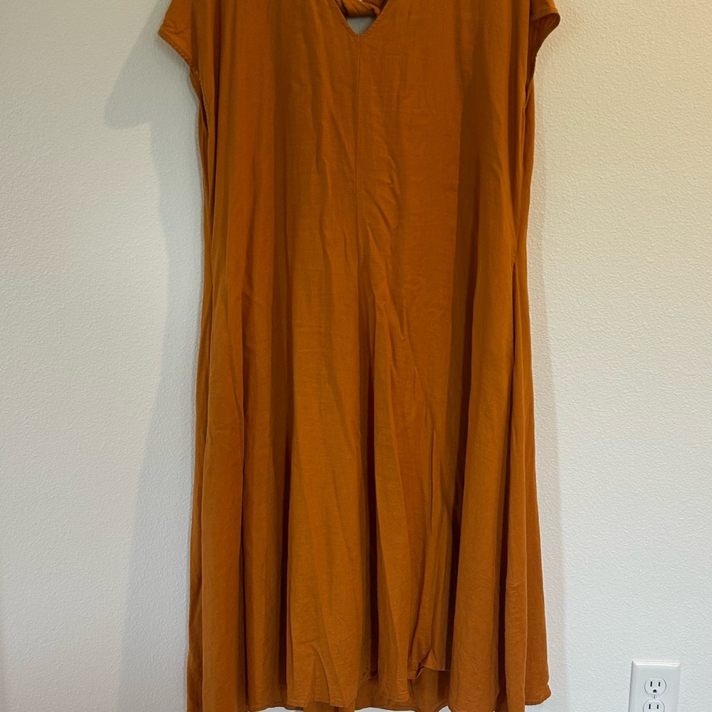 Universal Standard Orange A-Line Flutter Sleeve Dress